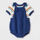 Baby Boys' 2pc Gauze Bubble Overalls Top & Bottom Set - Cat & Jack Navy Newborn, Blue