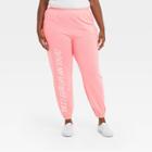 Women's The Rolling Stones Plus Size Lips Graphic Jogger Pants - Pink