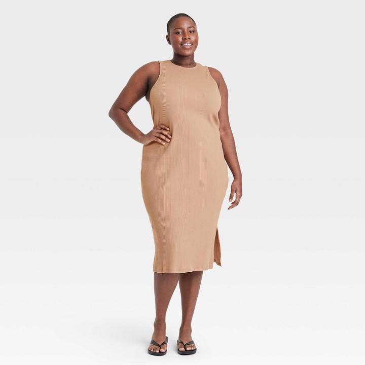 Women's Plus Size Tank Dress - Who What Wear Beige