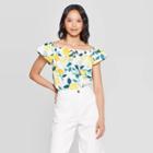 Women's Short Sleeve Off The Shoulder Cropped Bardot Top - Who What Wear White