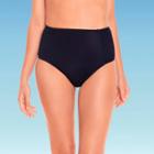 Women's Slimming Control Smocked High Waist Bikini Bottom - Beach Betty By Miracle Brands Black