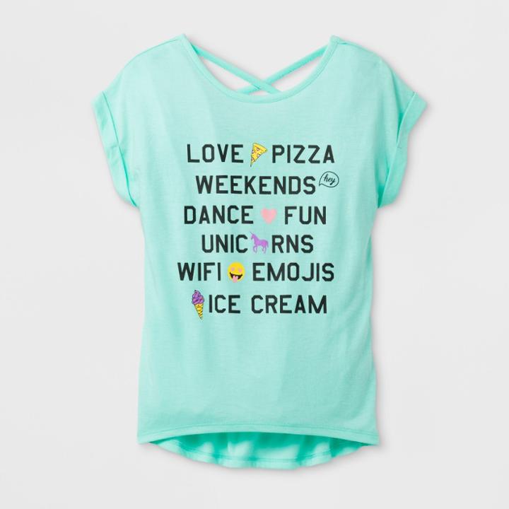 Grayson Social Girls' Emoji Graphic T-shirt - Blue