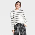 Women's Striped Crewneck Pullover Sweater - Who What Wear Cream