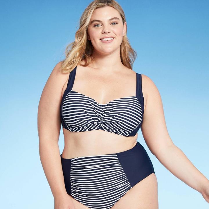 Women's Plus Size Twist-front Bikini Top - Kona Sol Navy