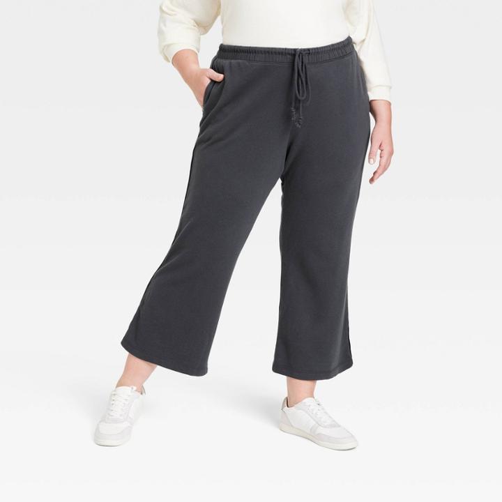 Women's Plus Size High-rise Knit Flare Pull-on Pants - Universal Thread Dark Gray