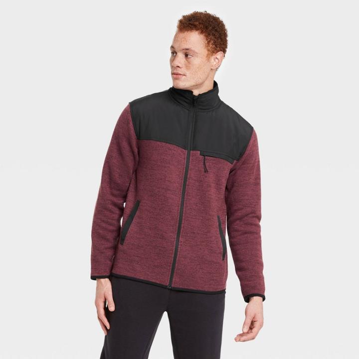 Men's Fleece Full Zip Sweatshirt - All In Motion Berry