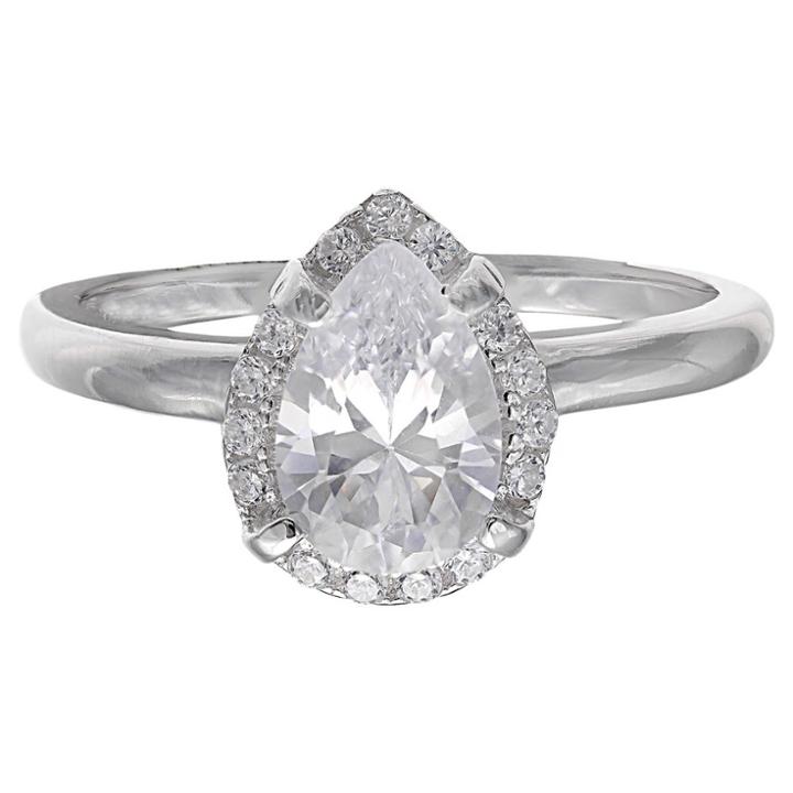 Target Women's Pear-cut Cubic Zirconia Ring In Sterling Silver - Clear/gray (size 8), Clear