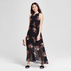 Women's Floral Print Sleeveless High Neck Maxi Sundress- A New Day Black