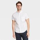 Men's Abstract Print Slim Fit Stretch Poplin Short Sleeve Button-down Shirt - Goodfellow & Co Off-white