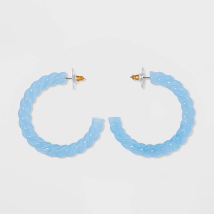 Sugarfix By Baublebar Retro Clear Acrylic Hoop Earrings - Light Blue, Women's