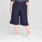 Women's Plus Size Wide Leg Crop Pants - Ava & Viv Navy X, Blue