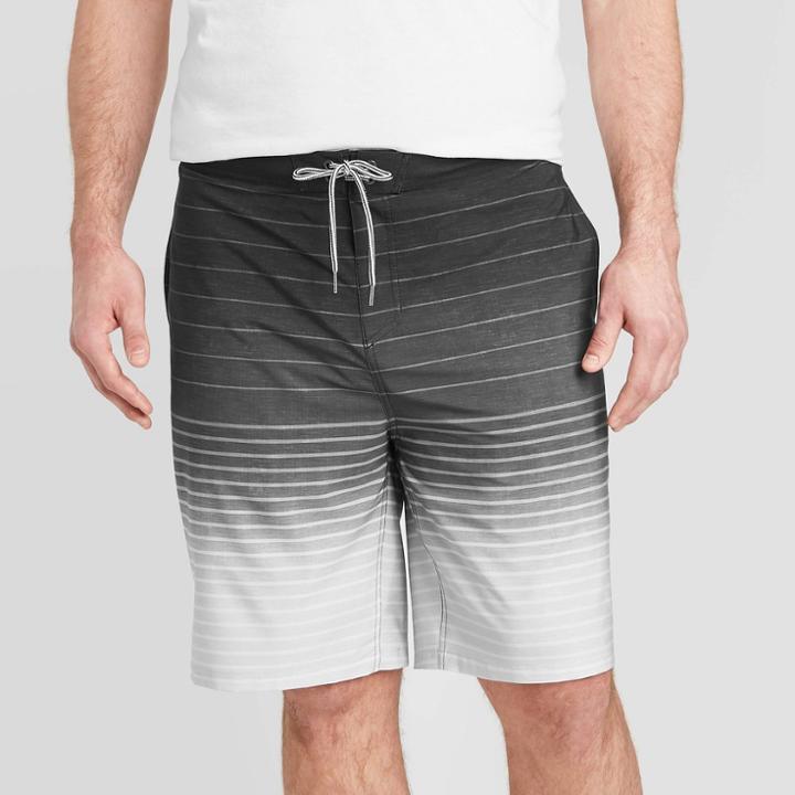 Men's Big & Tall 10 Striped Afterburner Board Shorts - Goodfellow & Co Midnight Haze 44,