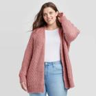 Women's Plus Size Long Sleeve Chunky Open Layering Sweater - Universal Thread Pink