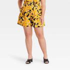 Women's Plus Size Button Detail Paperbag Shorts - Who What Wear Yellow Floral
