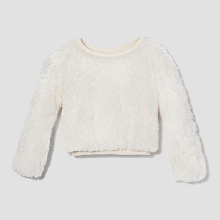 Girls' Faux Fur Pullover - Art Class Whitesand