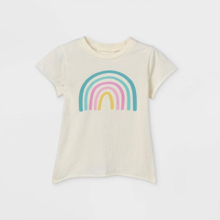 Grayson Mini Toddler Girls' Rainbow Short Sleeve T-shirt - White