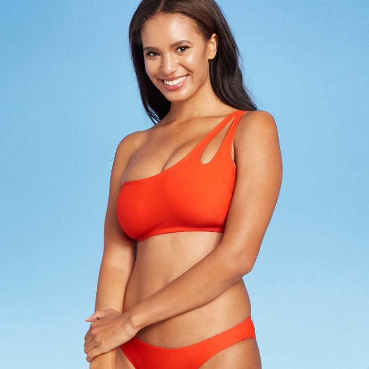 Juniors' One Shoulder Bikini Top - Xhilaration Red D/dd Cup