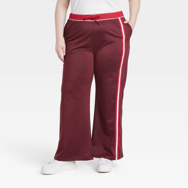 Women's Coca-cola Plus Size Graphic Wide Leg Track Pants - Red