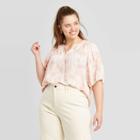 Women's Plus Size Short Sleeve Crewneck Button Placket Top - Universal Thread Brown 1x, Women's,