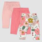 Honest Baby 3pk Organic Cotton Color Me Happy Harem Pants - Pink Newborn