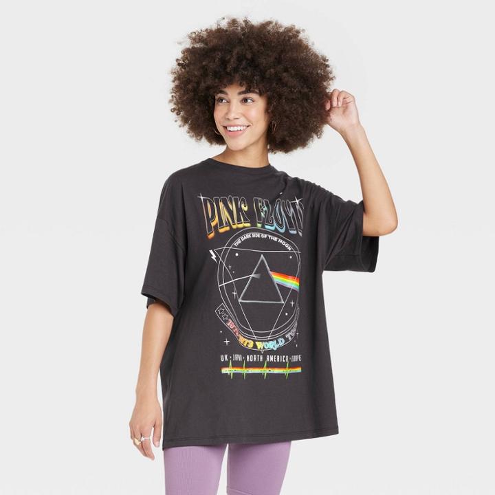 Women's Pink Floyd Oversized Short Sleeve Graphic T-shirt - Black