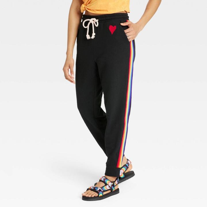 No Brand Pride Adult Mid-rise Jogger Pants - Black Rainbow