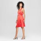 Women's Satin Wrap Dress - A New Day Red