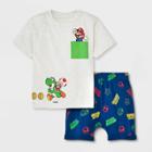 Toddler Boys' 2pc Nintendo Super Mario Shorts Set - 12m, Blue/gray/green