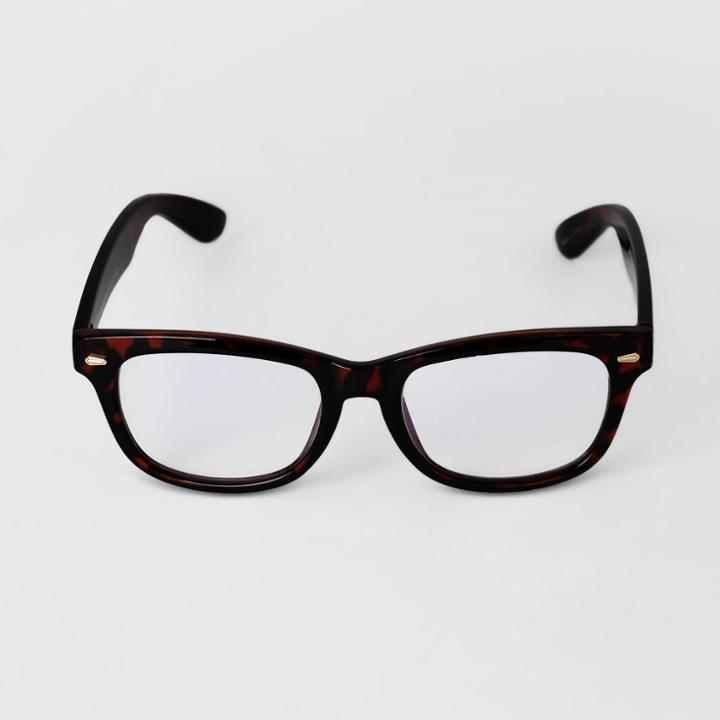 Men's Tortoise Shell Rectangle Blue Light Filtering Square Glasses - Goodfellow & Co Brown