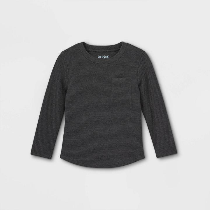 Toddler Boys' Ottoman Knit Long Sleeve T-shirt - Cat & Jack Charcoal Gray