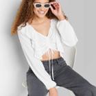 Women's Balloon Long Sleeve Convertible Ruffle Top - Wild Fable White Xxs