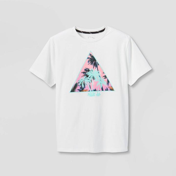 Boys' Triangle Palm Tree Graphic Short Sleeve T-shirt - Art Class White