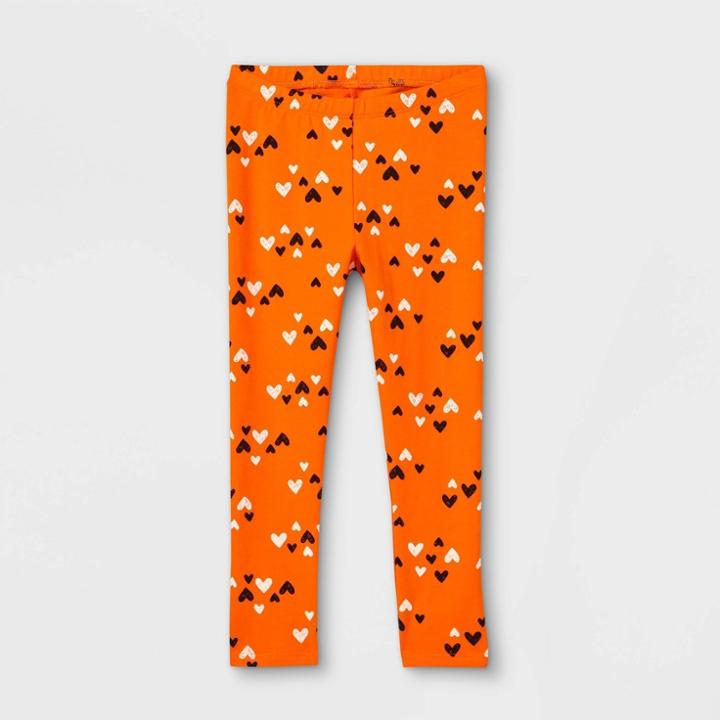 Toddler Girls' Halloween Heart Leggings - Cat & Jack Orange