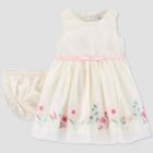 Baby Girls' Floral Border Dress - Just One You Made By Carter's Cream Newborn, Girl's, Beige