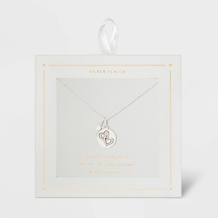 Distributed By Target Silver Plated Mother Daughter Charm Necklace -