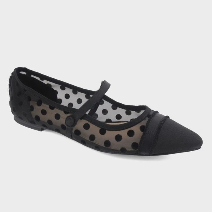 Women's Nellie Polka Dot Mary Jane Ballet Flats - Who What Wear Black