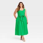 Women's Plus Size Sleeveless Knit Woven Dress - Who What Wear Green