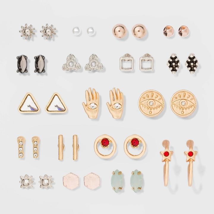 Hand And Star Hoop Multi Earring Set 18ct - Wild Fable , Women's,