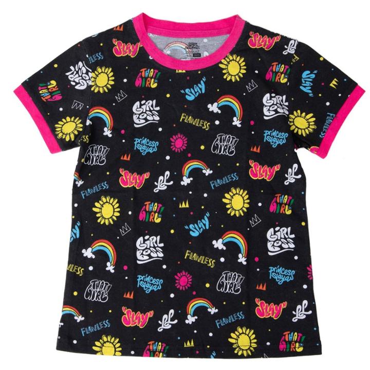 Girls' That Girl Lay Lay Short Sleeve Graphic T-shirt - Black