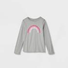 Kids' Adaptive Valentine's Day Long Sleeve Graphic T-shirt - Cat & Jack Gray