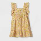 Toddler Girls' Floral Ruffle Sleeve Dress - Cat & Jack Yellow
