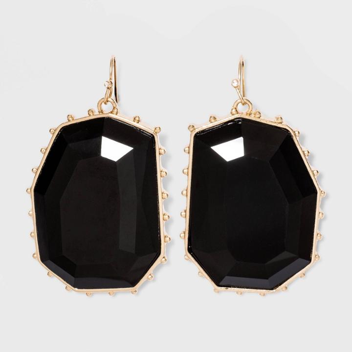 Gold With Black Glass Beaded Drop And Statement Earrings - A New Day Black