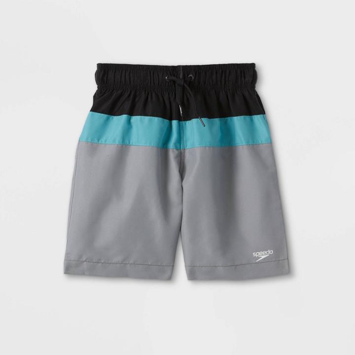 Speedo Boys' Colorblock Swim Trunks - Gray/black