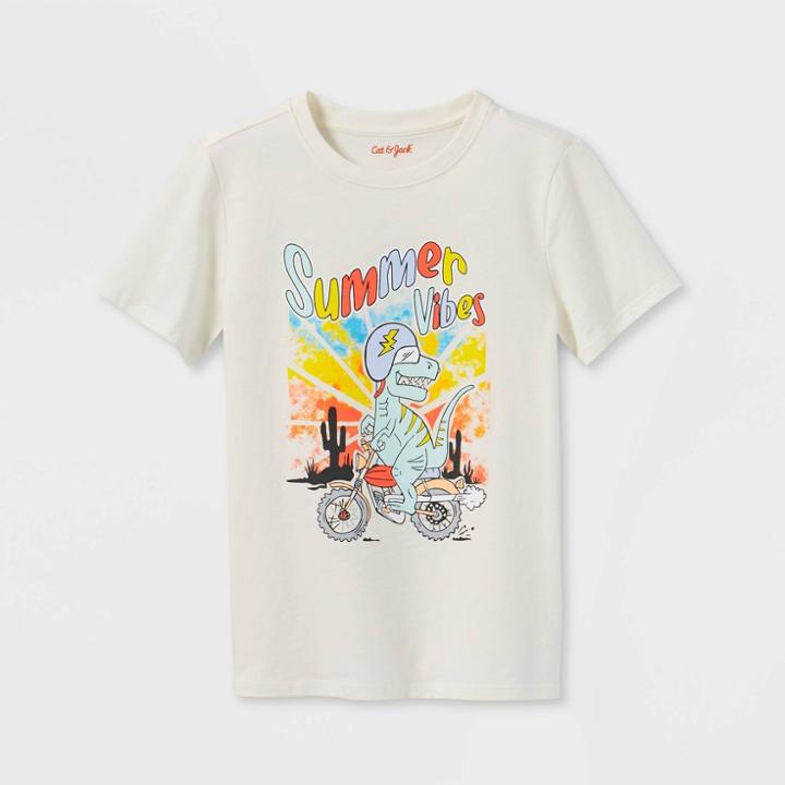 Boys' 'summer Vibes' Graphic Short Sleeve T-shirt - Cat & Jack Cream