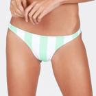 Sugar Coast By Lolli Women's Striped Palm Cheeky Bikini Swim Bottoms - Mint/white
