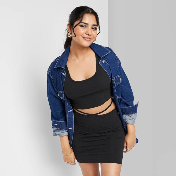 Women's Strappy Bodycon Mini Skirt - Wild Fable Black Xxs