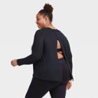 Women's Plus Size Long Sleeve Open Back T-shirt - All In Motion Black 1x, Women's,
