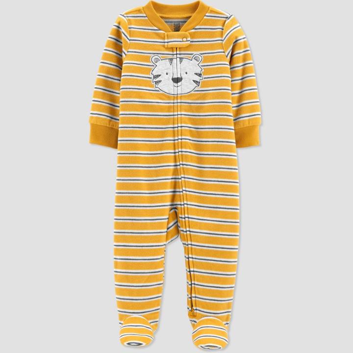 Baby Boys' Tiger Fleece Footed Pajama - Just One You Made By Carter's Gold Newborn