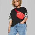 Women's Plus Size Checkerboard Print Sleeve Short Sleeve T-shirt - Wild Fable Black
