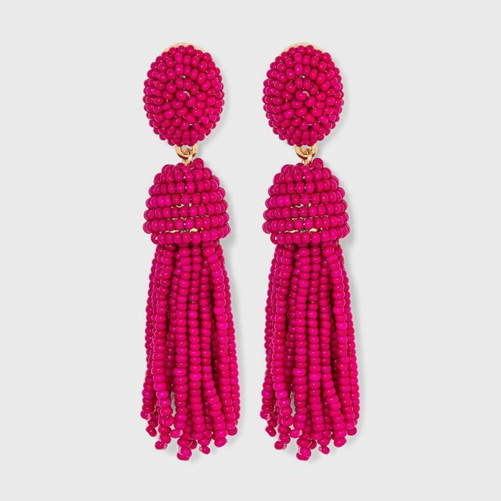 Sugarfix By Baublebar Polished Beaded Tassel Earrings - Neon Pink